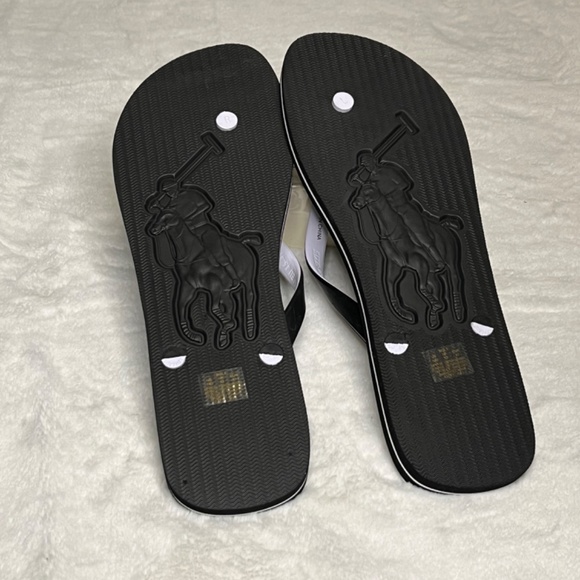 Polo Ralph Lauren bold logo Flip-flops White Black: NEW main image 7